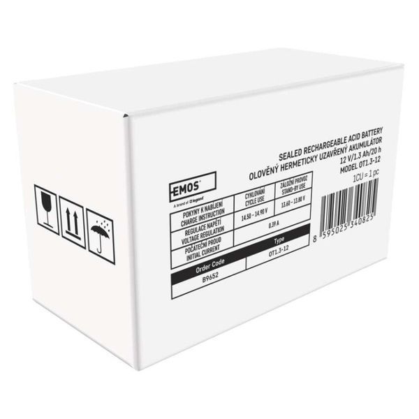 Акумуляторна батарея EMOS B9652, AGM, 12V, 1.3Ah, fast 4,7mm B9652 фото
