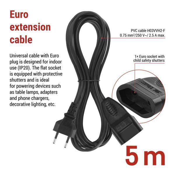 Мережевий подовжувач EMOS PC01305 1 розеткa 5 м PC01305 фото