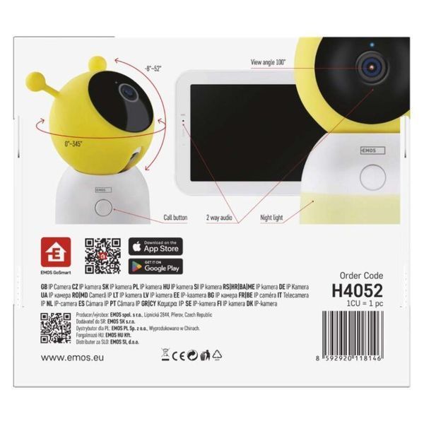 Умная поворотная радионяня EMOS H4052 с экраном и Wi-Fi H4052 фото