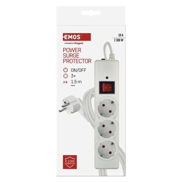 Мережевий фільтр Emos P54213 3 розетки 1,5 м 10 A 2300 Вт 1,5 мм&sup2; P54213 фото