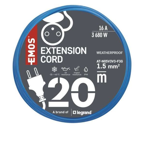 Мережевий подовжувач Emos P01520W 1 розетка 20 м 1,5 мм&sup2; IP44 силікон P01520W фото