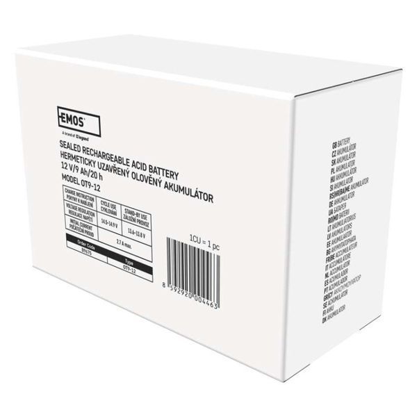 Акумуляторна батарея EMOS B9675, AGM, 12V, 9Ah, fast 6,3mm B9675 фото