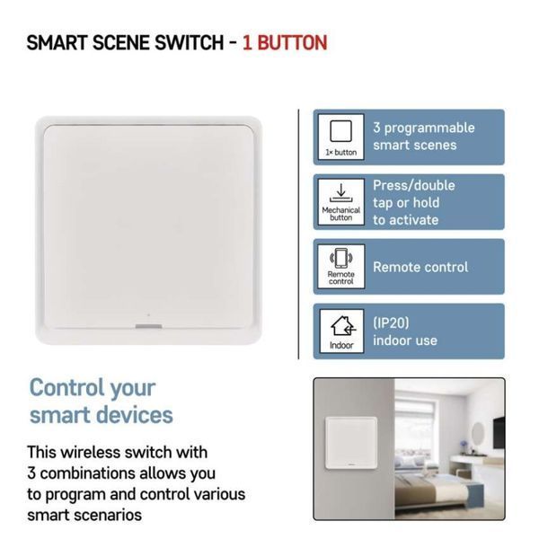 Умный выключатель EMOS H5011 1 кнопка, ZigBee 3.0, белый H5011 фото