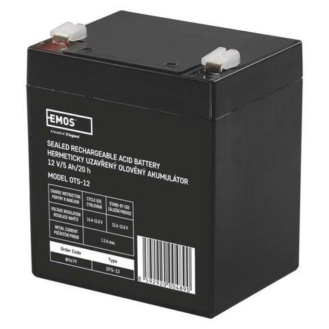 Акумуляторна батарея EMOS B9679, AGM, 12V, 5Ah, fast 6,3mm B9679 фото
