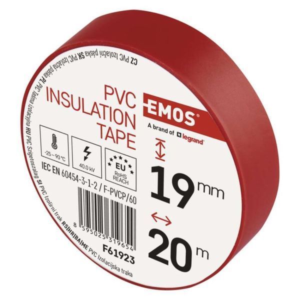 Ізоляційнв стрічка EMOS PVC 19/20 червоний F61923 F61923 фото