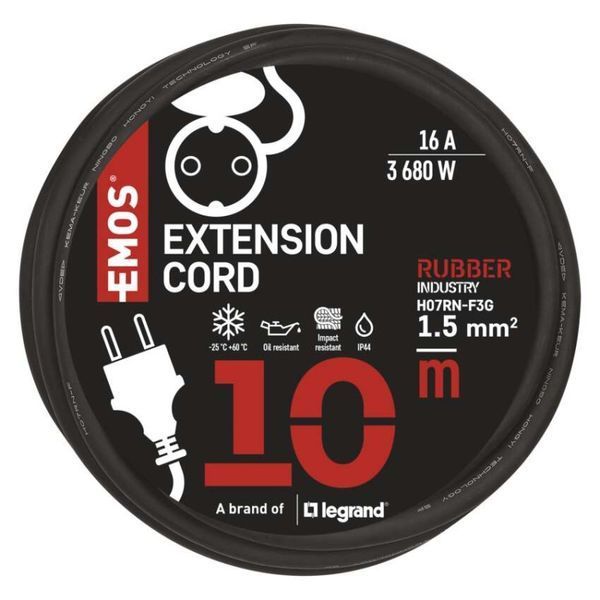 Мережевий подовжувач Emos P01810 1 розетка 10 м 1,5 мм&sup2; IP44 гума/неопрен P01810 фото