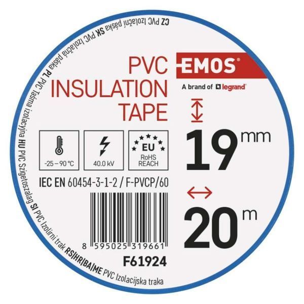 Изоляционная лента EMOS PVC 19/20 BLUE F61924 F61924 фото
