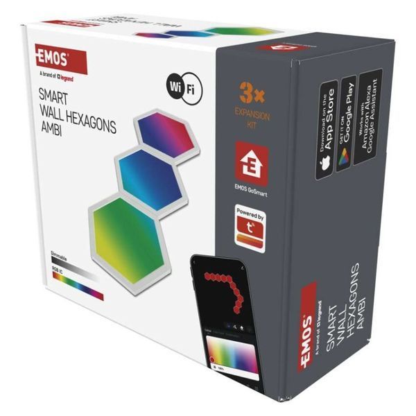 Комплект умного светодиодного освещения EMOS ZIW223R HEXAGON 3 части, 1,8 Вт, RGBIC, WIFI ZIW223R фото