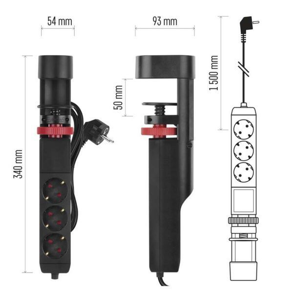 Мережевий подовжувач Emos P1321PD 3 розетки 1,5 м 1,5 мм&sup2; USB-A USB-C P1321PD фото