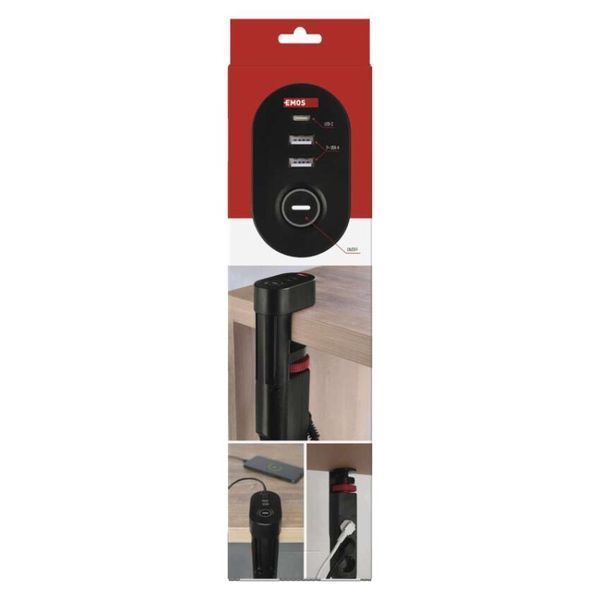 Мережевий подовжувач Emos P1321PD 3 розетки 1,5 м 1,5 мм&sup2; USB-A USB-C P1321PD фото