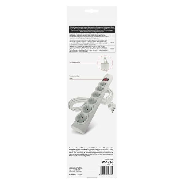 Мережевий фільтр Emos P54216 6 розеток 3 м 10 A 2300 Вт 1,5 мм&sup2; P54216 фото
