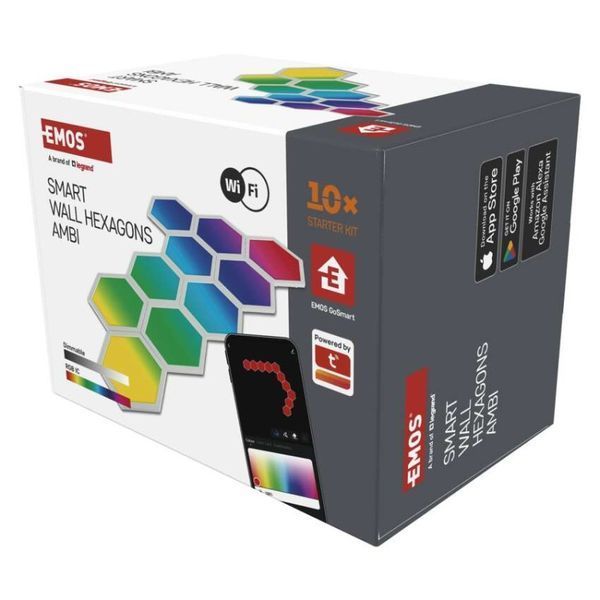Комплект умного светодиодного освещения EMOS ZIW22AR HEXAGON 10 частей, 19 Вт, RGBIC, WIFI ZIW22AR фото