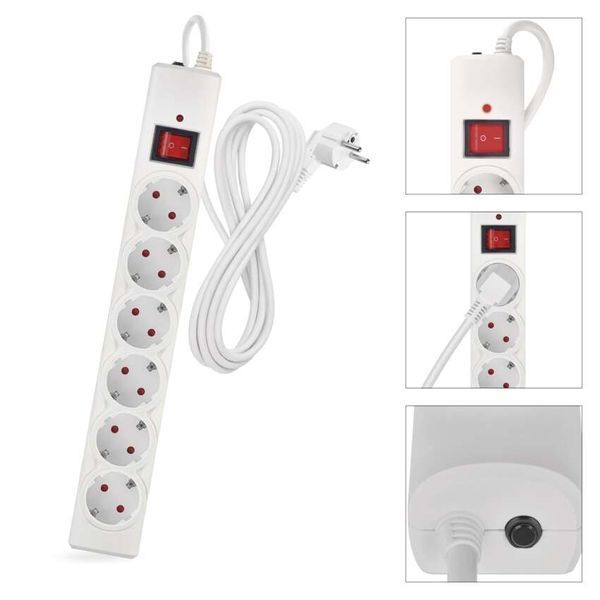 Мережевий фільтр Emos P54216 6 розеток 3 м 10 A 2300 Вт 1,5 мм&sup2; P54216 фото