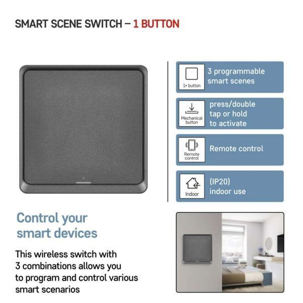Умный выключатель EMOS H5014 GoSmart 1 кнопка, черный H5014 фото