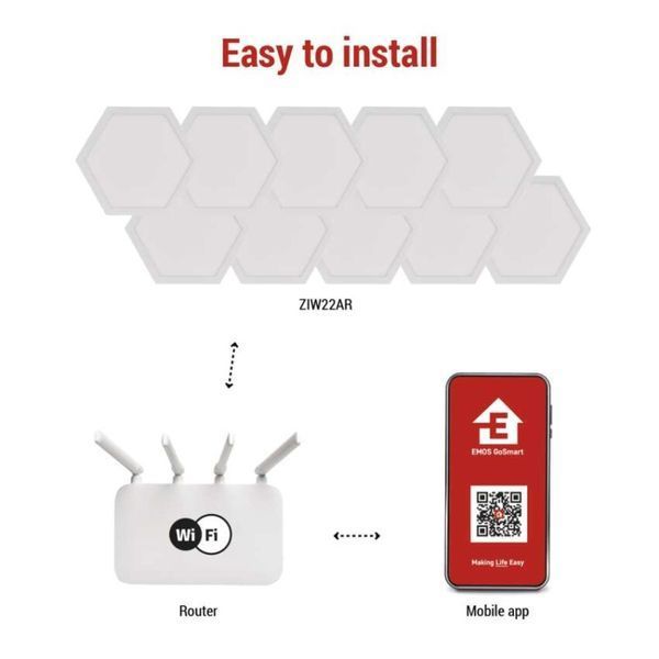 Комплект умного светодиодного освещения EMOS ZIW22AR HEXAGON 10 частей, 19 Вт, RGBIC, WIFI ZIW22AR фото
