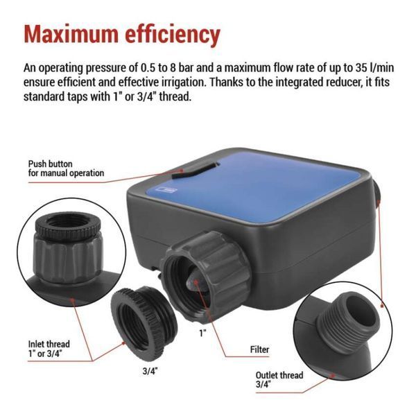 Таймер поливу GoSmart Bluetooth 5.0, 1 вихід PW56201 PW56201 фото
