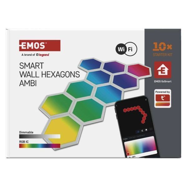 Комплект умного светодиодного освещения EMOS ZIW22AR HEXAGON 10 частей, 19 Вт, RGBIC, WIFI ZIW22AR фото