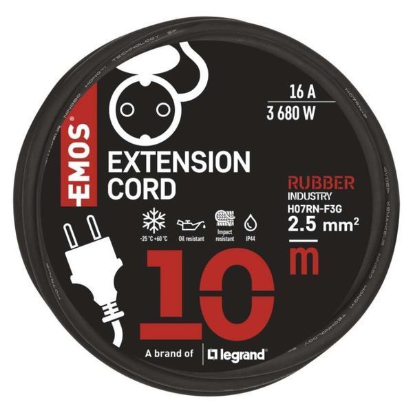 Мережевий подовжувач Emos P01810R 1 розетка 10 м 2,5 мм&sup2; IP44 гума/неопрен P01810R фото
