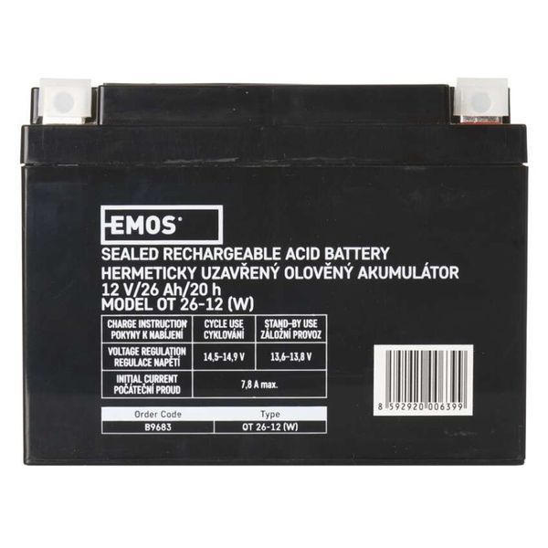 Аккумуляторная батарея EMOS B9683, 12V, 26Ah, AGM, L2 B9683 фото