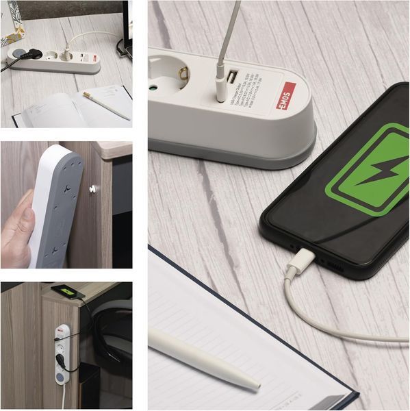 Сетевой удлинитель EMOS P1322FC 3 розетки 2 м 16A 3680Вт USB-A USB-C P1322FC фото