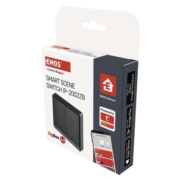 Розумний вимикач EMOS H5015 2 кнопки, ZigBee 3.0, чорний H5015 фото