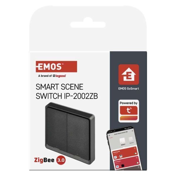 Розумний вимикач EMOS H5015 2 кнопки, ZigBee 3.0, чорний H5015 фото