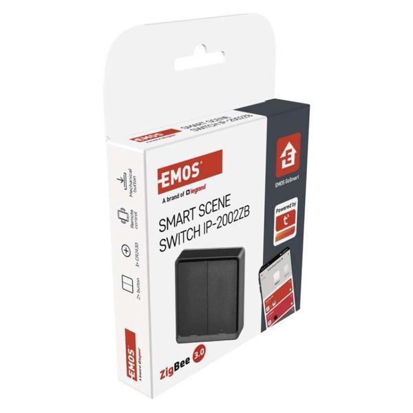 Розумний вимикач EMOS H5015 2 кнопки, ZigBee 3.0, чорний H5015 фото