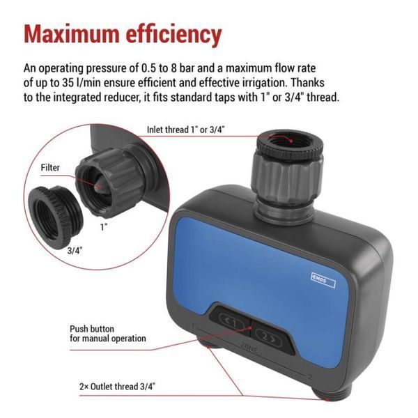 Таймер поливу GoSmart, Bluetooth 5.0, 2 виходи PW56202 PW56202 фото