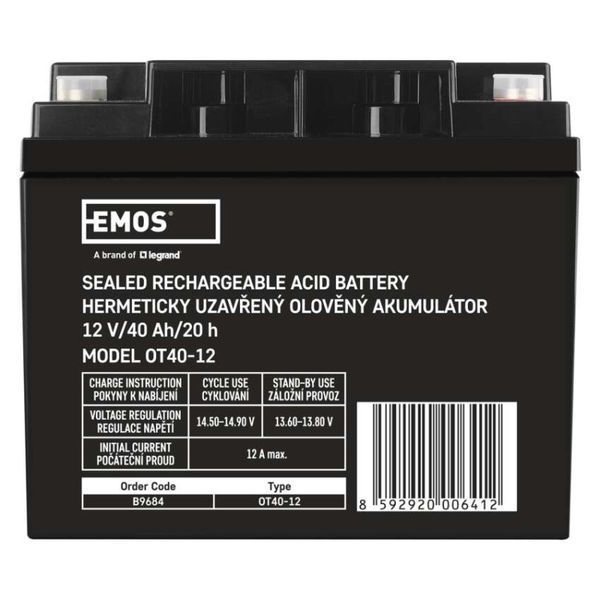 Акумуляторна батарея EMOS B9684, 12V, 40Ah, AGM, M6 B9684 фото
