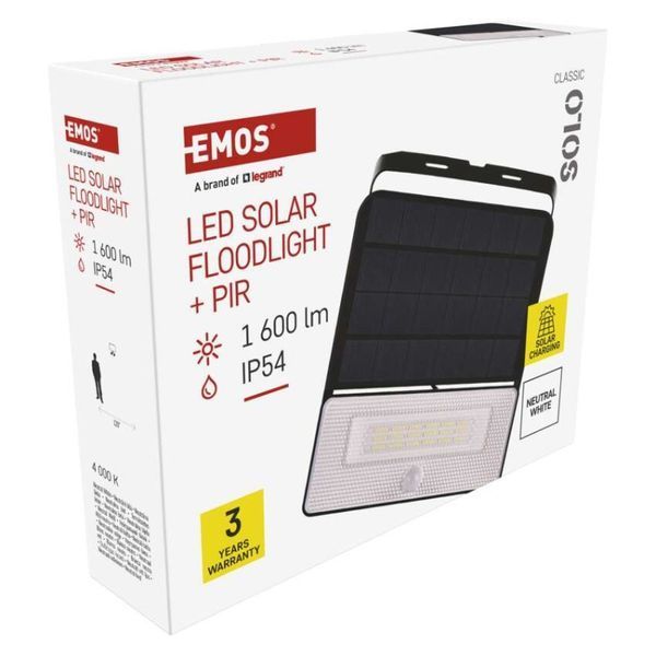 Світлодіодний сонячний прожектор EMOS ZG122S 1600 лм IP54 4000K