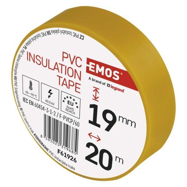 Ізоляційна стрічка EMOS PVC 19/20 жовта F61926 F61926 фото