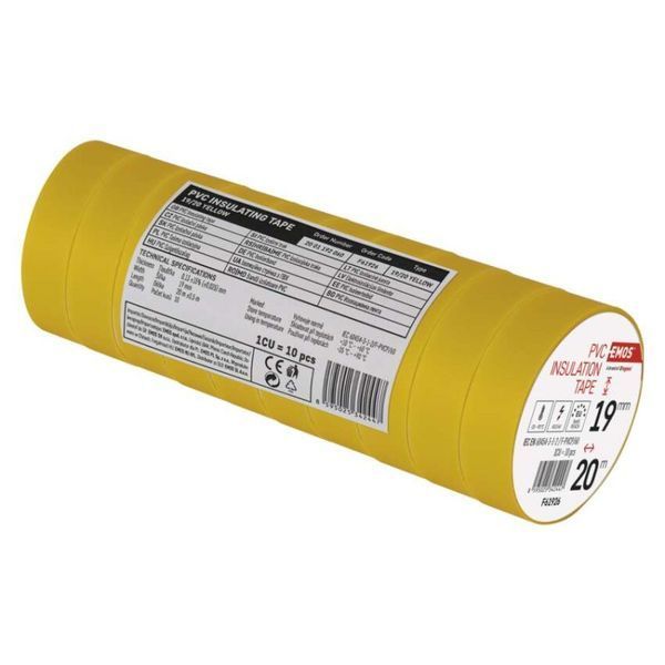 Ізоляційна стрічка EMOS PVC 19/20 жовта F61926 F61926 фото