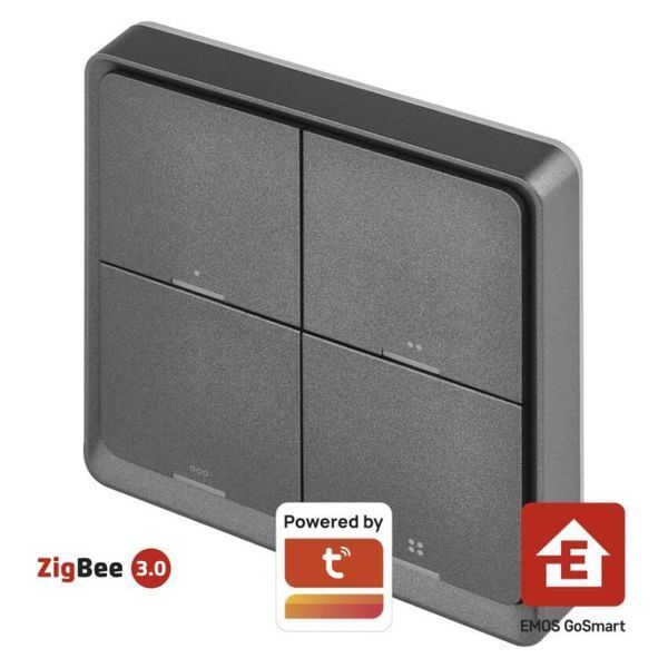 Розумний вимикач EMOS H5016 4 кнопки, ZigBee 3.0, чорний H5016 фото