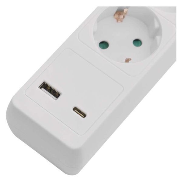 Мережевий подовжувач Emos P1322CU 3 розетки 2 м 1,5 мм&sup2; USB-A USB-C P1322CU фото