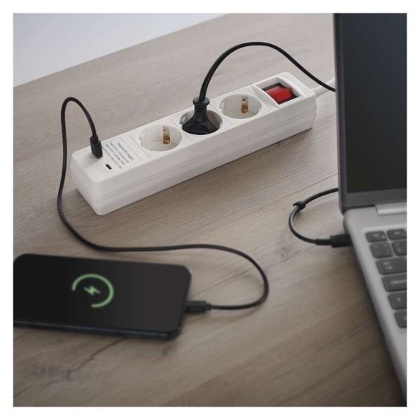 Мережевий подовжувач Emos P1322CU 3 розетки 2 м 1,5 мм&sup2; USB-A USB-C P1322CU фото