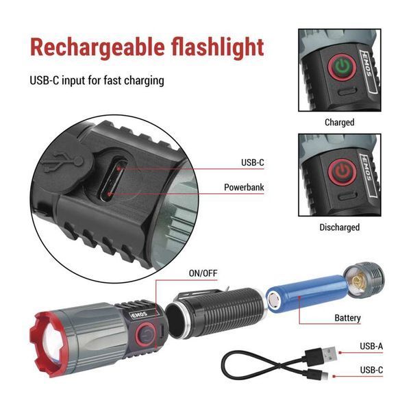 Ліхтар акумуляторний Emos P3121 1200 Lm 2200 mAh метал фокус P3121 фото