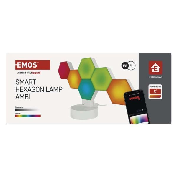 Розумна декоративн світлодіодна настільна лампа EMOS ZIW426R HEXAGON 6 частин, RGBIC, WIFI ZIW426R фото
