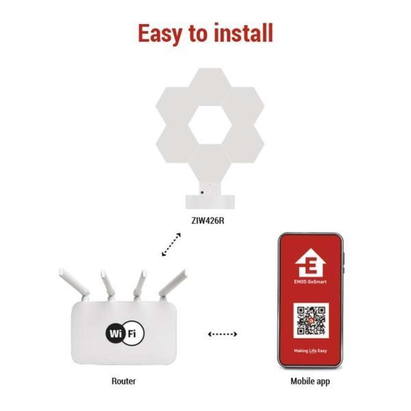 Розумна декоративн світлодіодна настільна лампа EMOS ZIW426R HEXAGON 6 частин, RGBIC, WIFI ZIW426R фото
