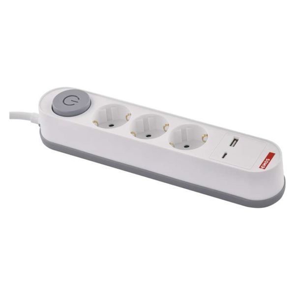Мережевий подовжувач Emos P1322PD 3 розетки 2 м 1,5 мм&sup2; USB-A USB-C P1322PD фото