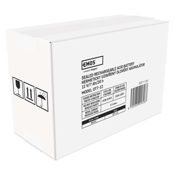 Акумуляторна батарея EMOS B9691, AGM, 12V, 7Ah, fast 4,7mm B9691 фото