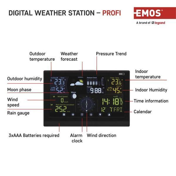 Бездротова цифрова Метеостанція EMOS E6016 E6016 фото