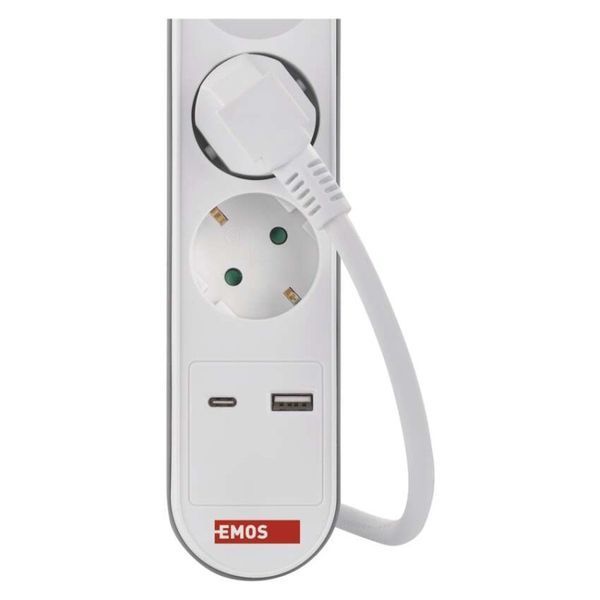Мережевий подовжувач Emos P1322PD 3 розетки 2 м 1,5 мм&sup2; USB-A USB-C P1322PD фото