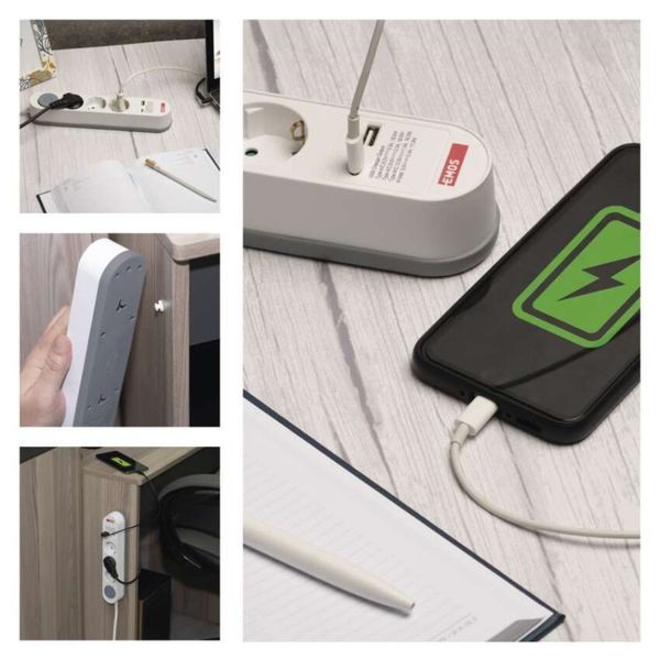Мережевий подовжувач Emos P1322PD 3 розетки 2 м 1,5 мм&sup2; USB-A USB-C P1322PD фото