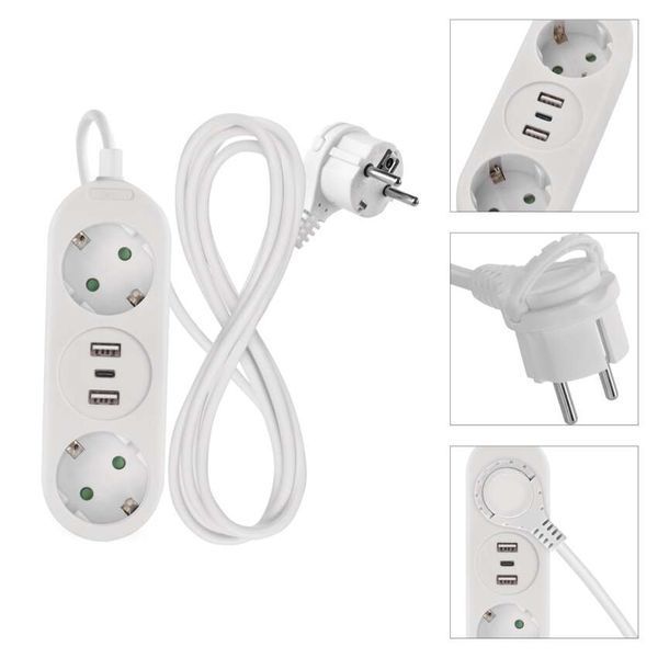 Мережевий подовжувач Emos P02214E 2 розетки 1,4 м 1,5 мм&sup2; USB-A USB-C P02214E фото