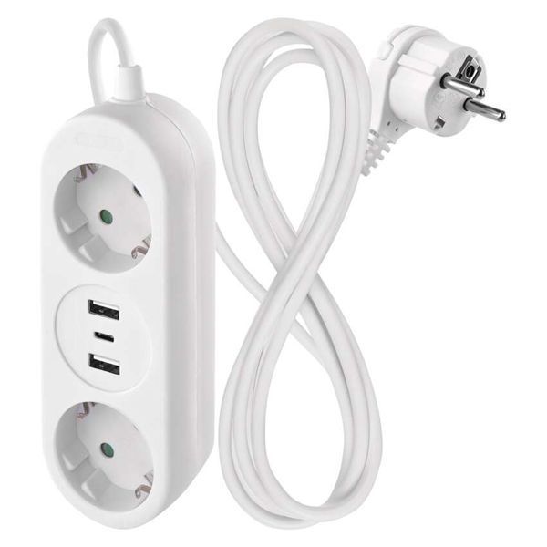 Мережевий подовжувач Emos P02214E 2 розетки 1,4 м 1,5 мм&sup2; USB-A USB-C P02214E фото