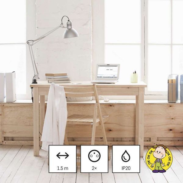 Мережевий подовжувач Emos P02214E 2 розетки 1,4 м 1,5 мм&sup2; USB-A USB-C P02214E фото