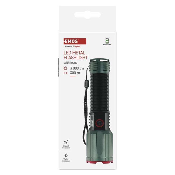 Фонарь аккумуляторный Emos P3122 3000 Lm Li-Ion 5000 mAh металл фокус P3122 фото