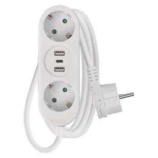Мережевий подовжувач Emos P0221U 2 розетки 1,5 м 1,5 мм&sup2; USB-A USB-C P0221U фото