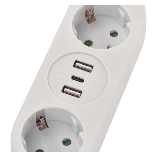 Мережевий подовжувач Emos P0221U 2 розетки 1,5 м 1,5 мм&sup2; USB-A USB-C P0221U фото