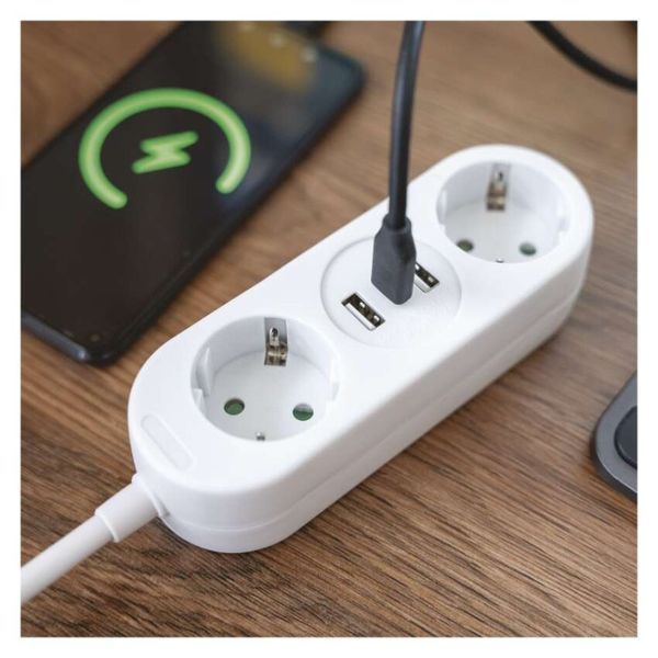 Мережевий подовжувач Emos P0221U 2 розетки 1,5 м 1,5 мм&sup2; USB-A USB-C P0221U фото